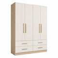 Armario de madera y MDF beige con cuatro puertas 200x180x60 cm