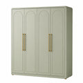 Armario de madera de 4 puertas con tiradores metálicos dorados 200x60x240 cm verde