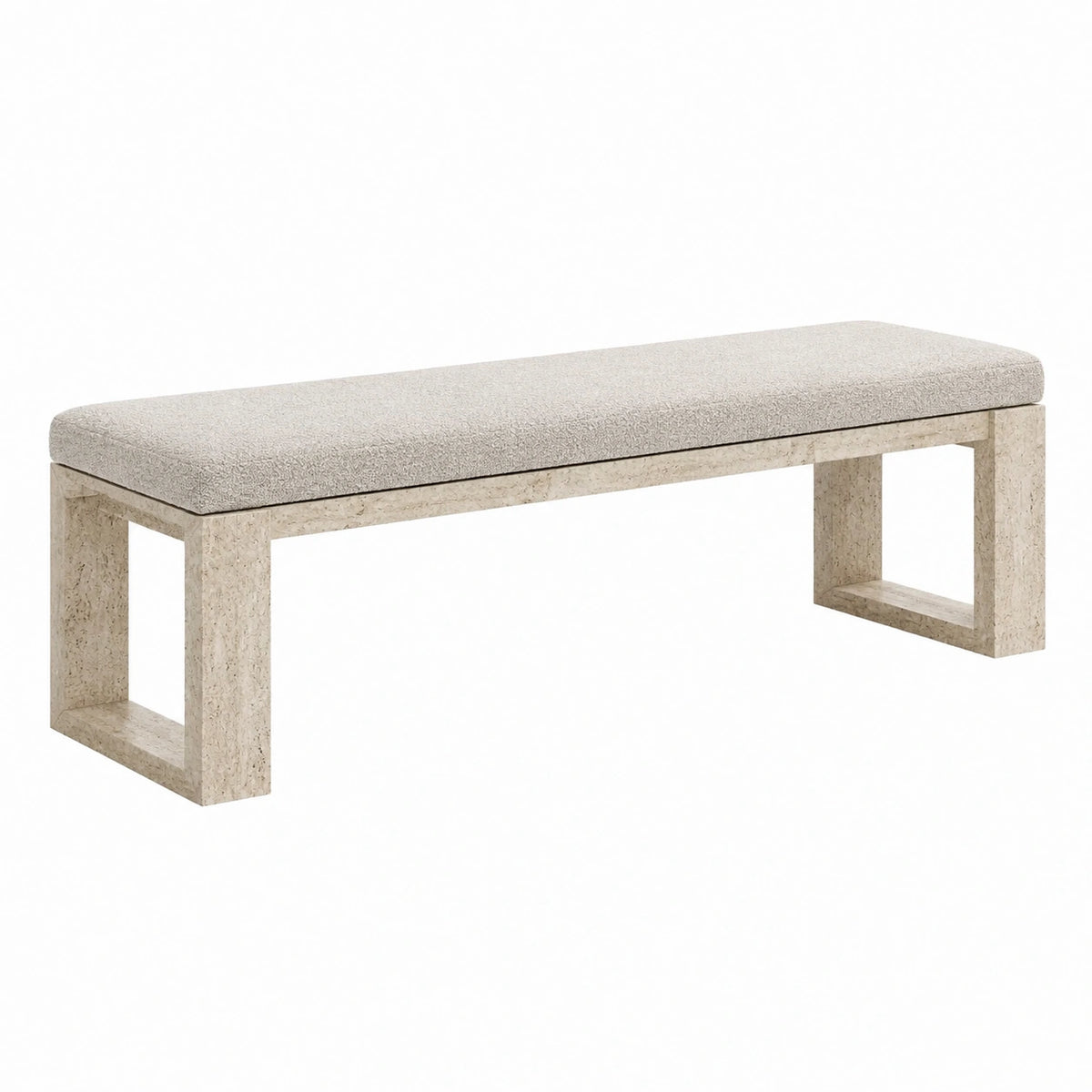 Banco rectangular de piedra con asiento de tela de poliéster 160x40x45cm