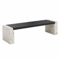 Banco de metal y terrazo para exterior de 180 cm, negro y beige