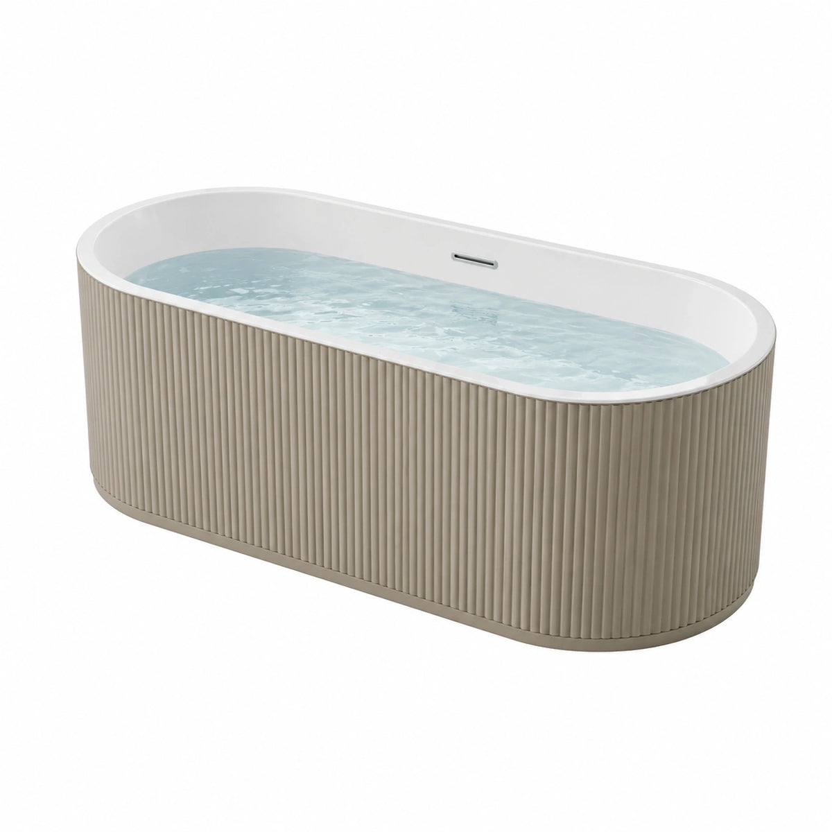 Bañera independiente de acrílico y MDF beige/blanca