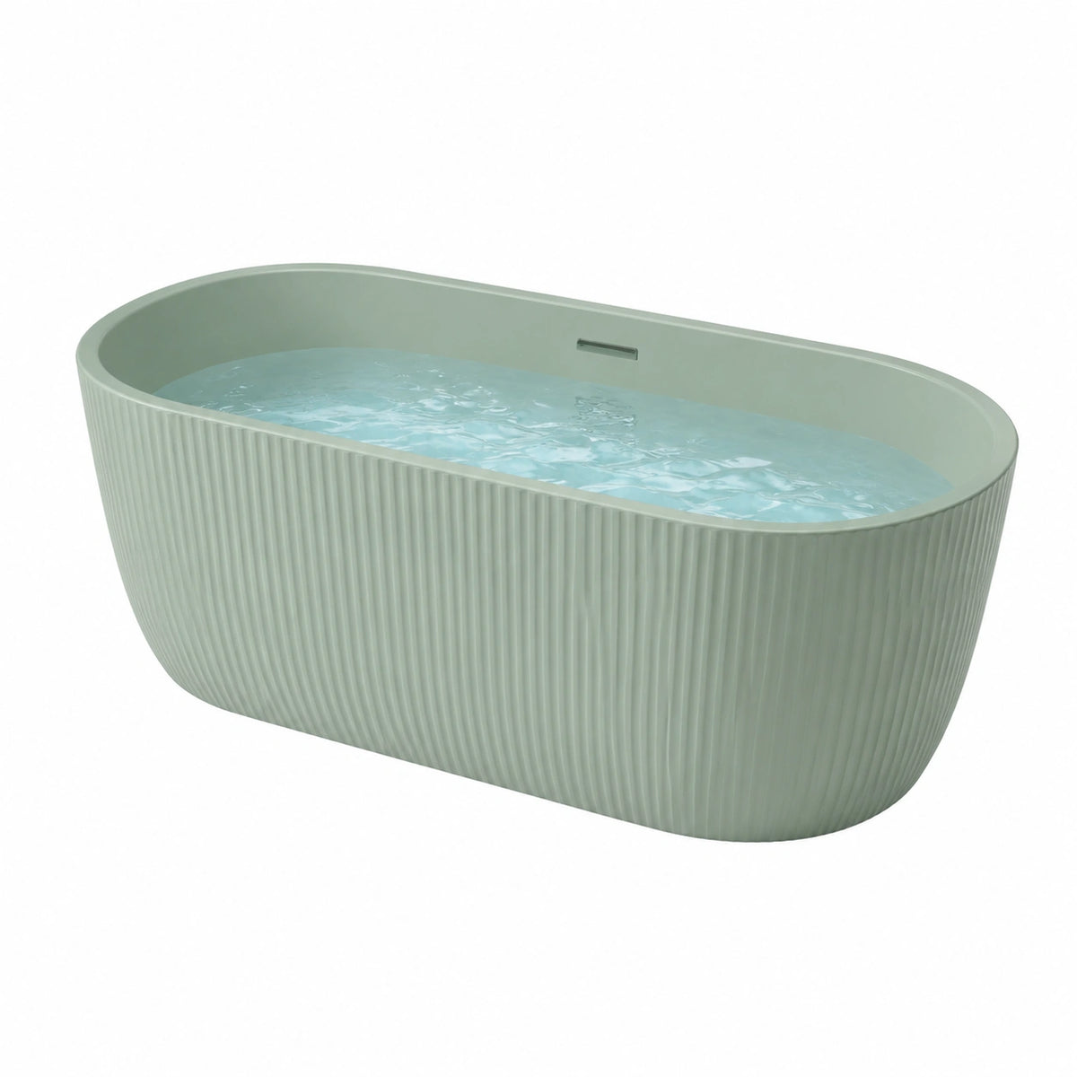 Bañera independiente ovalada de resina verde menta 170x80x60 cm
