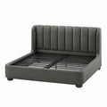 Cama doble de piel sintética gris con estructura metálica 200x160 cm