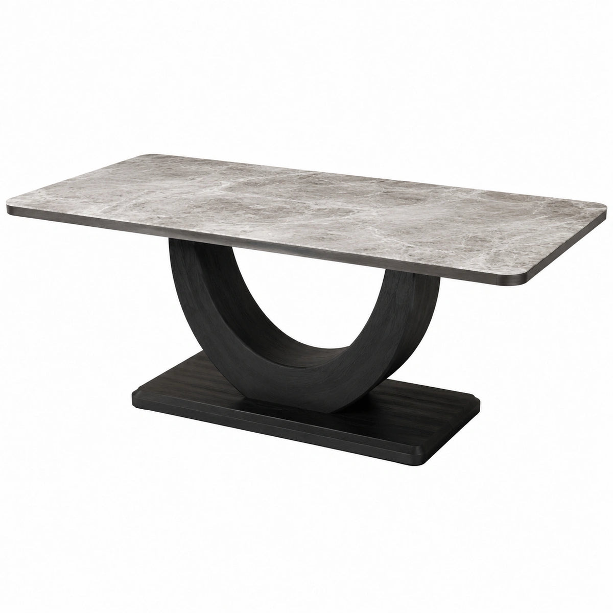 Mesa de comedor de mármol y madera gris/negro 180x90x75 cm
