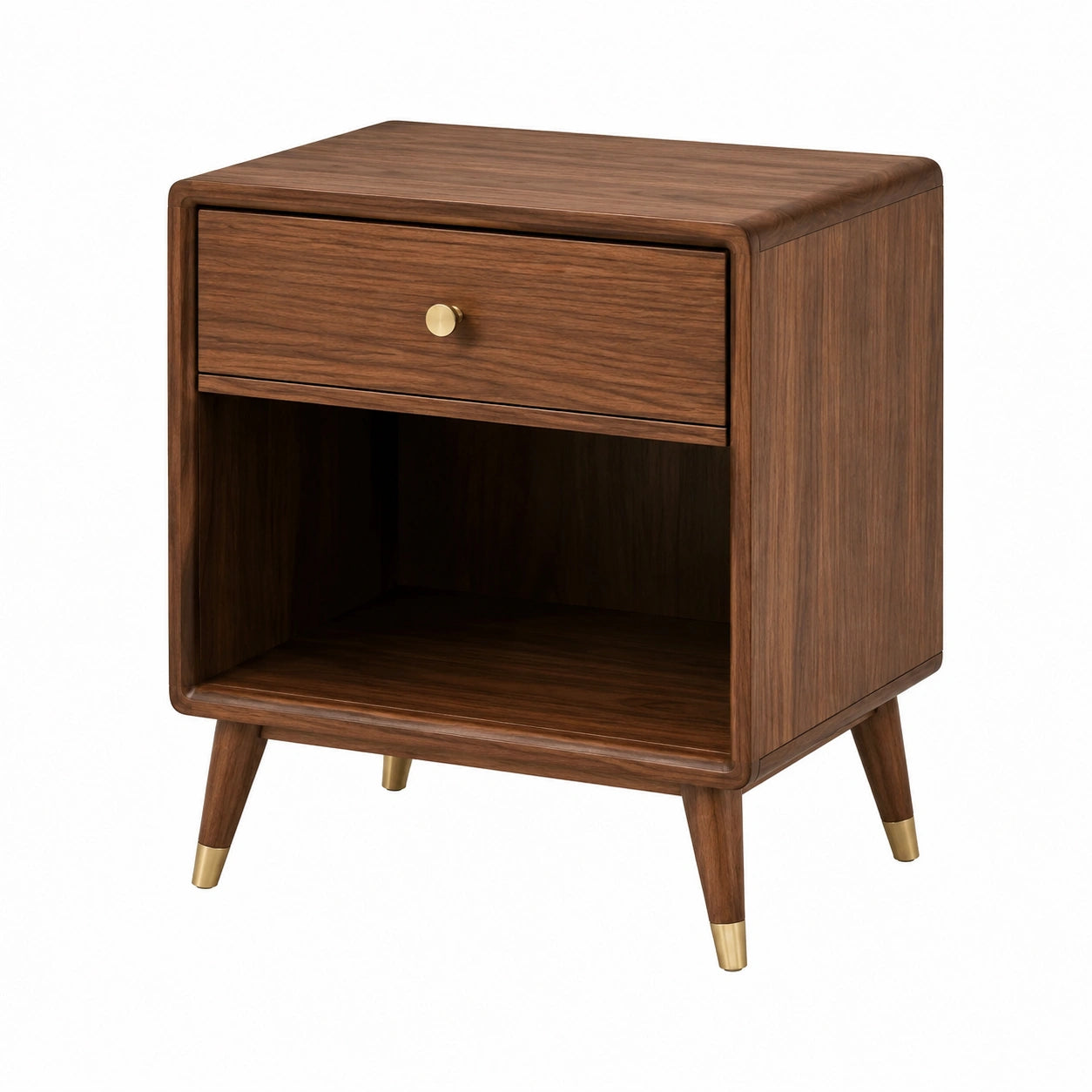 Mesita de noche de madera de nogal con cajón 50x40x57 cm marrón