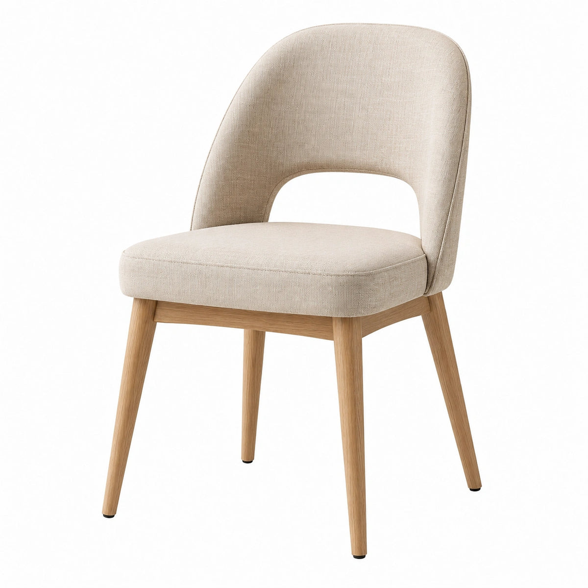 Silla de comedor con tapicería de poliéster y patas de madera de roble