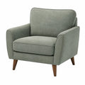 Sillón de Tela Verde con Patas de Madera de Nogal